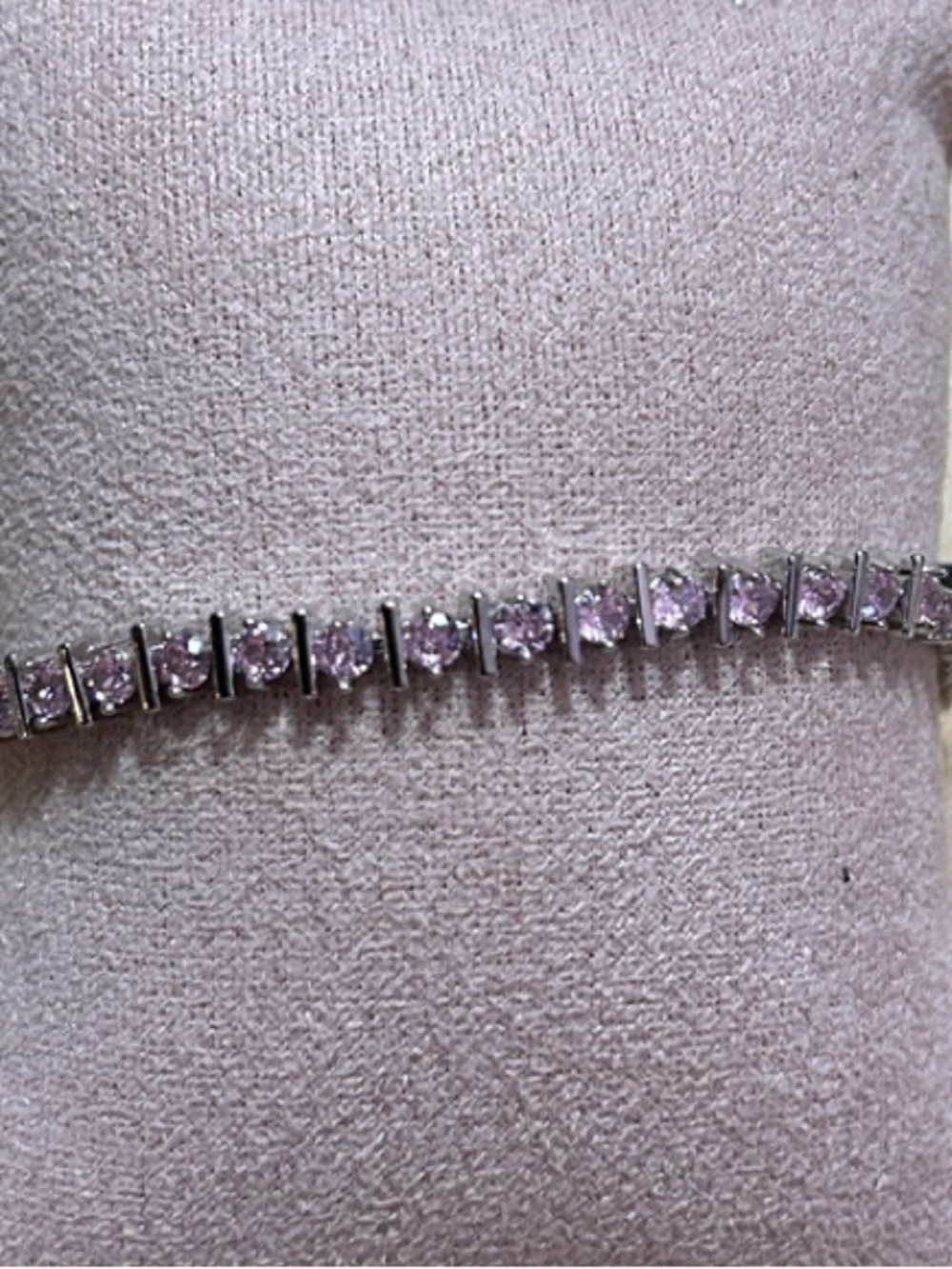 Pink CZ  Stone Tennis Bracelet in Silver Tone NWT